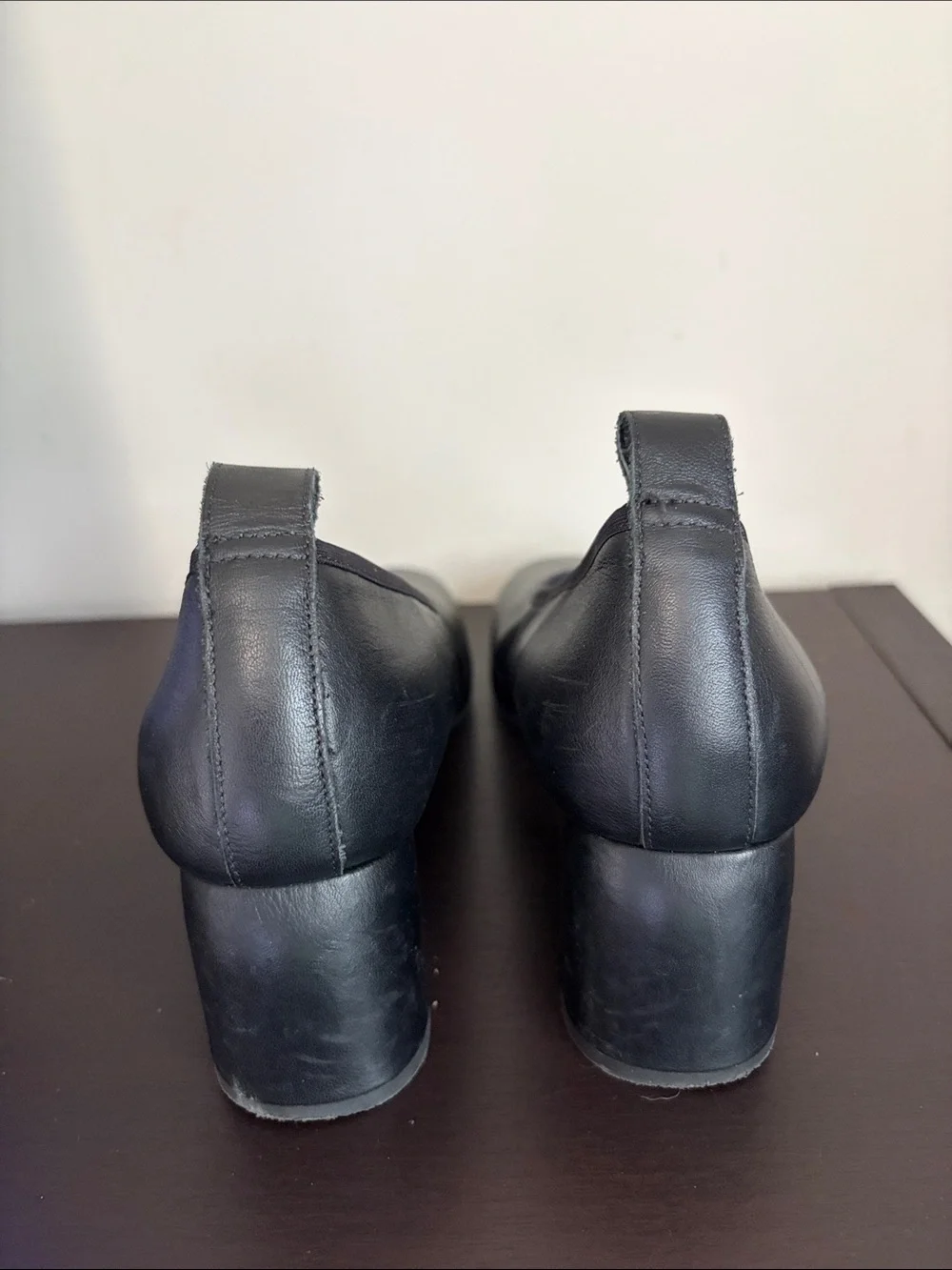 Anthropologie Glove Ballet Block Heels Shoe Black Leather Sz 38 US Sz 7-7.5 - Picture 4 of 10